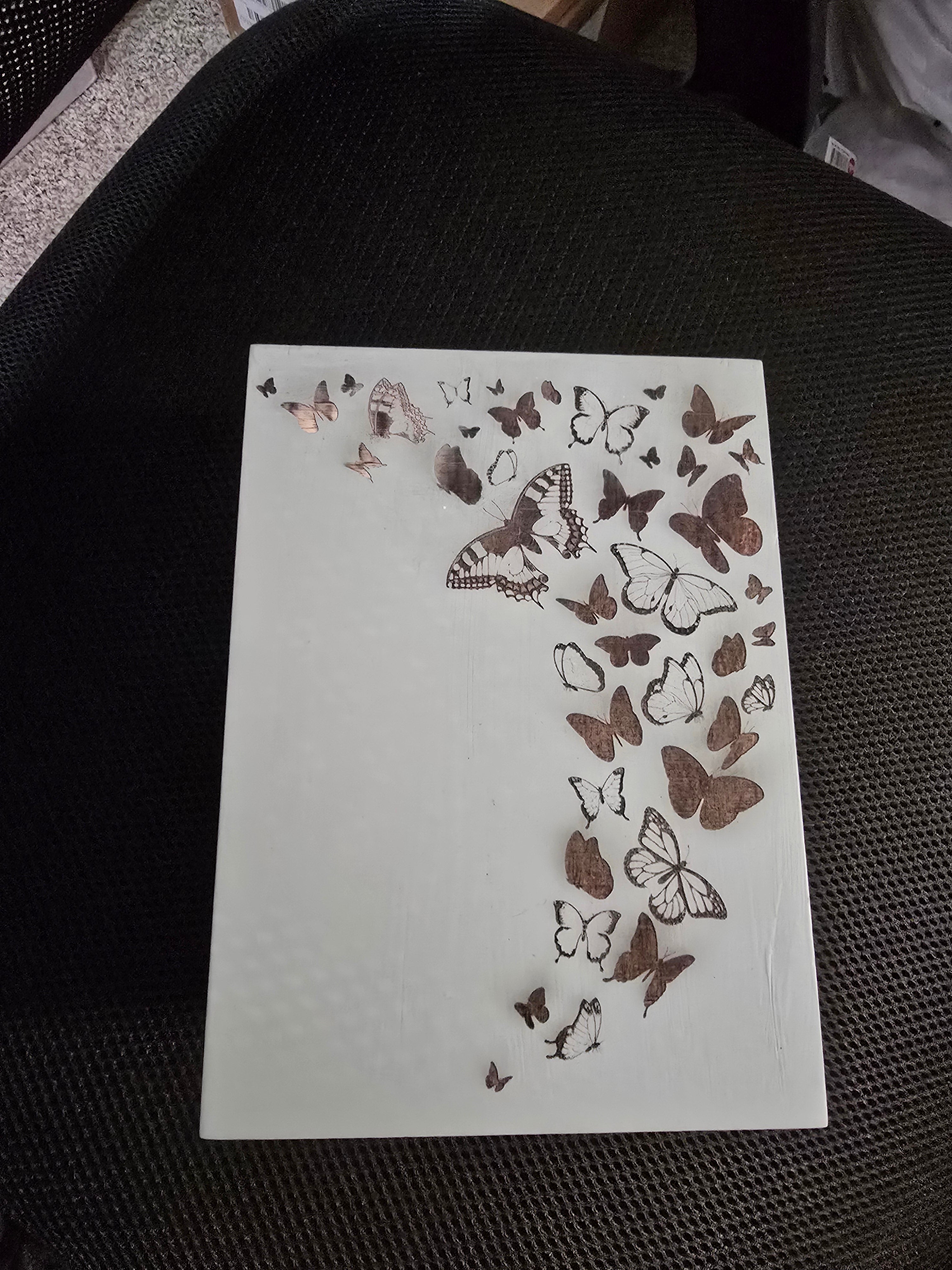 Laser Engraved Cigar Box with Butterflies