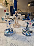 Resin Cross with Stand with Blue Shells