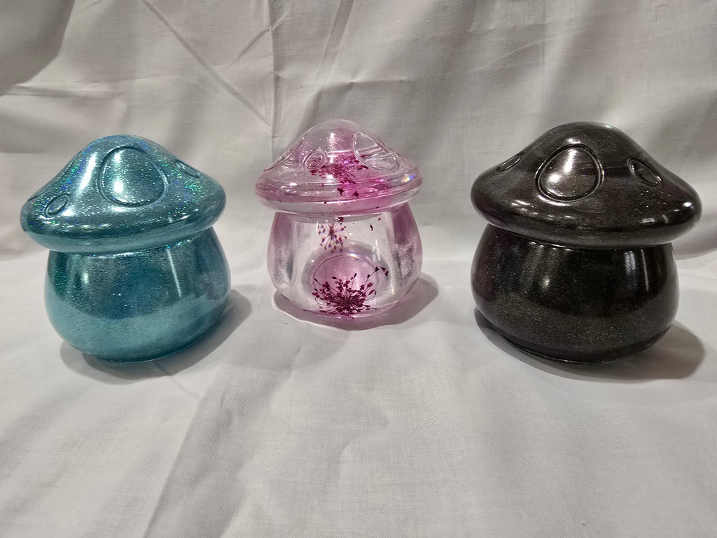 Mushroom Candy Jar Resin Black
