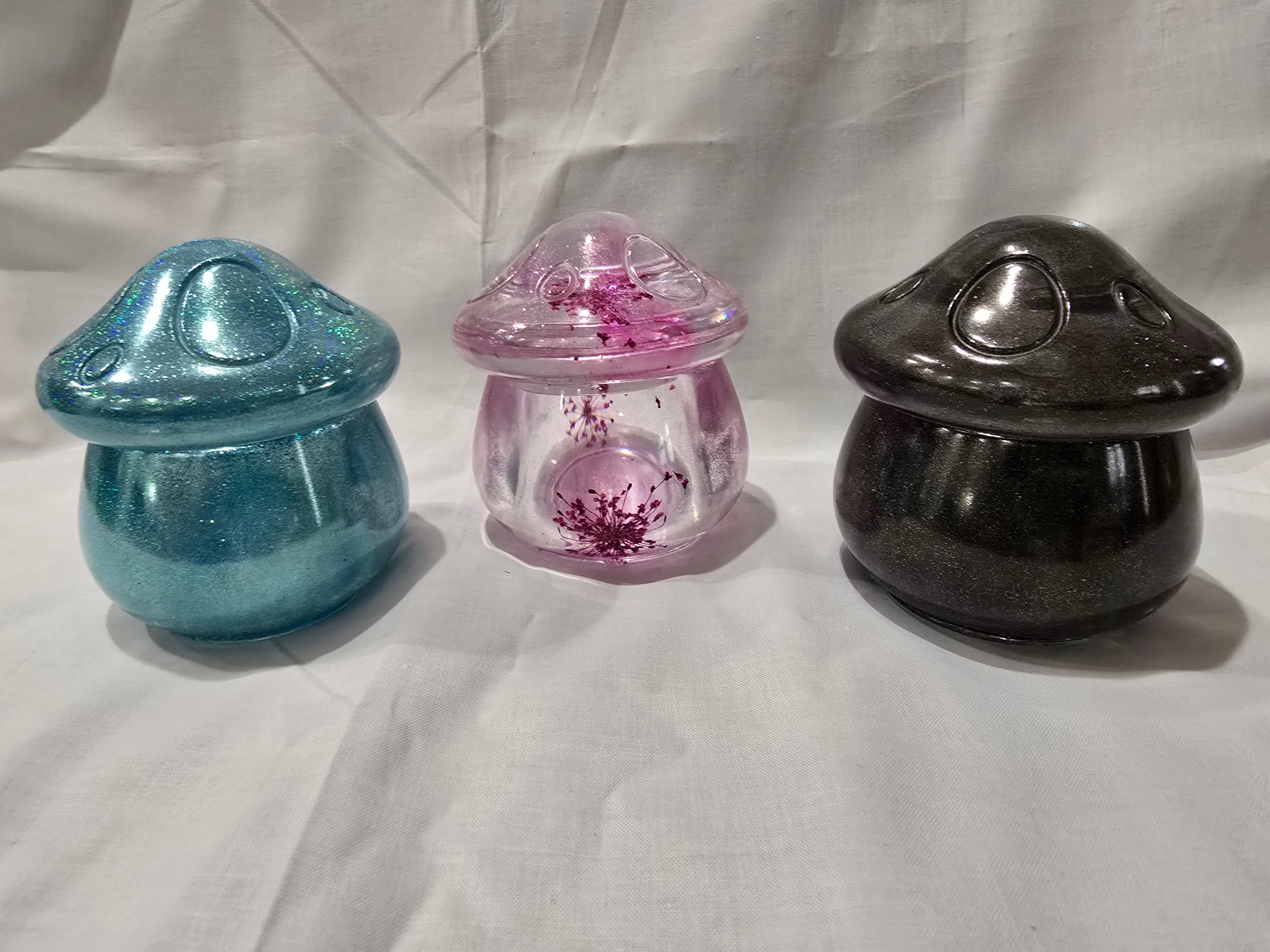 Mushroom Candy Jar Resin Black