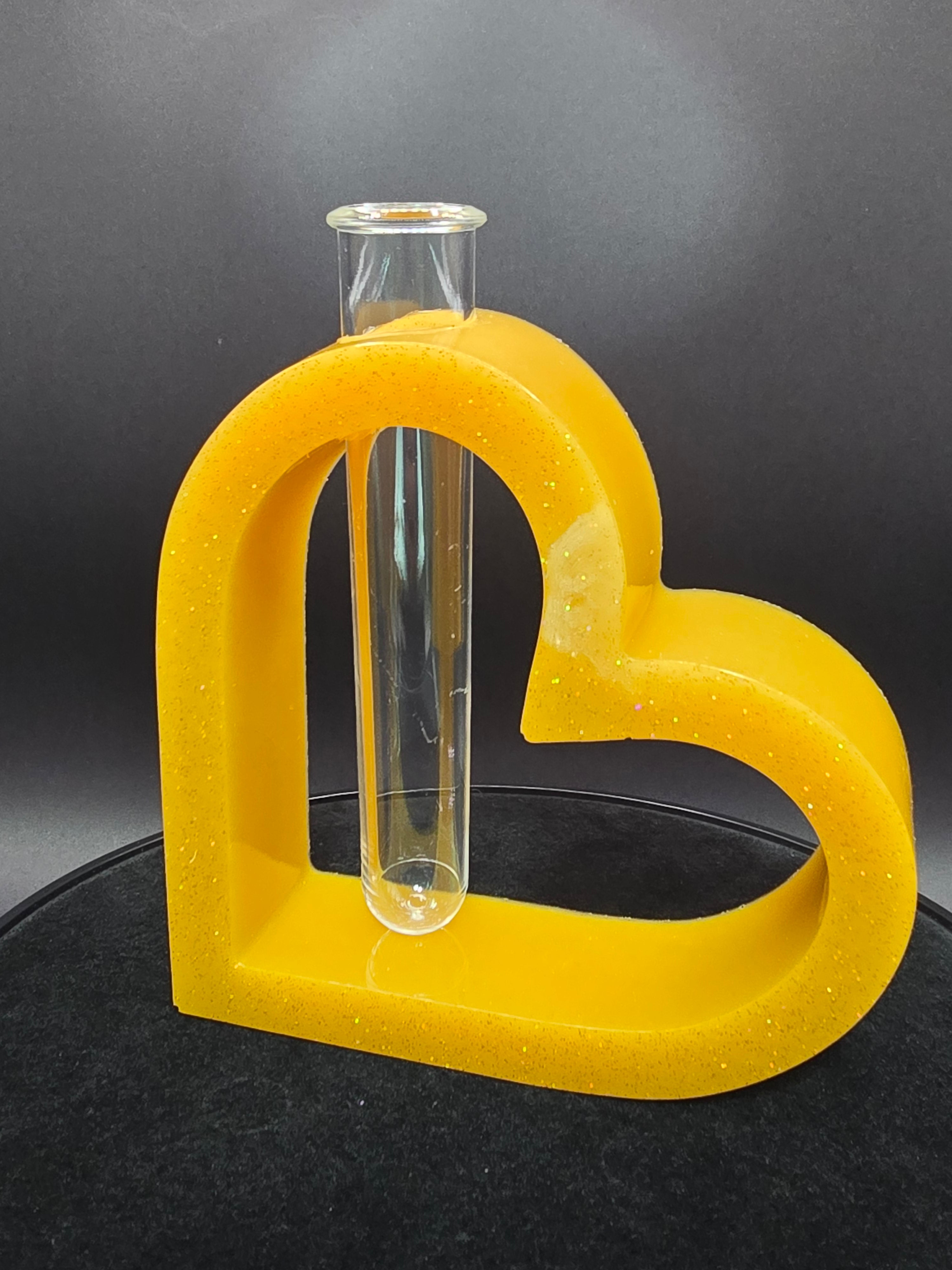 Yellow Resin Heart with Flower Holder
