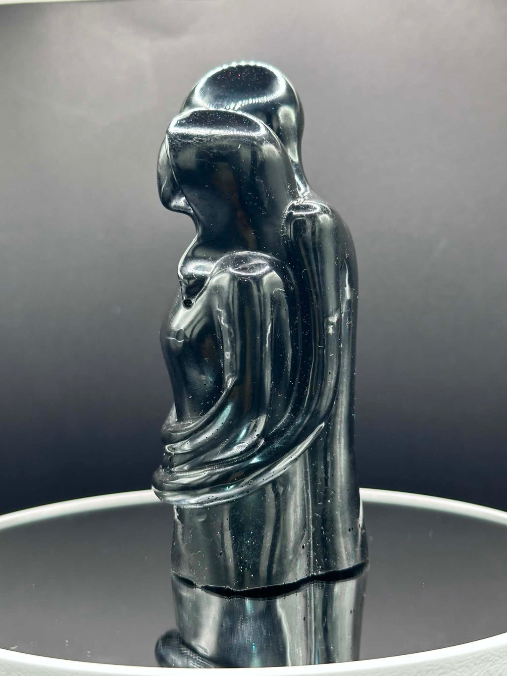 Man and Woman Embrace Figurine in Black
