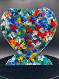 Colorful Filament loaded Resin Standing Heart Figurine w/Base