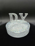 Initials Tea Light Candle Holder (Resin) Sparkly Clear