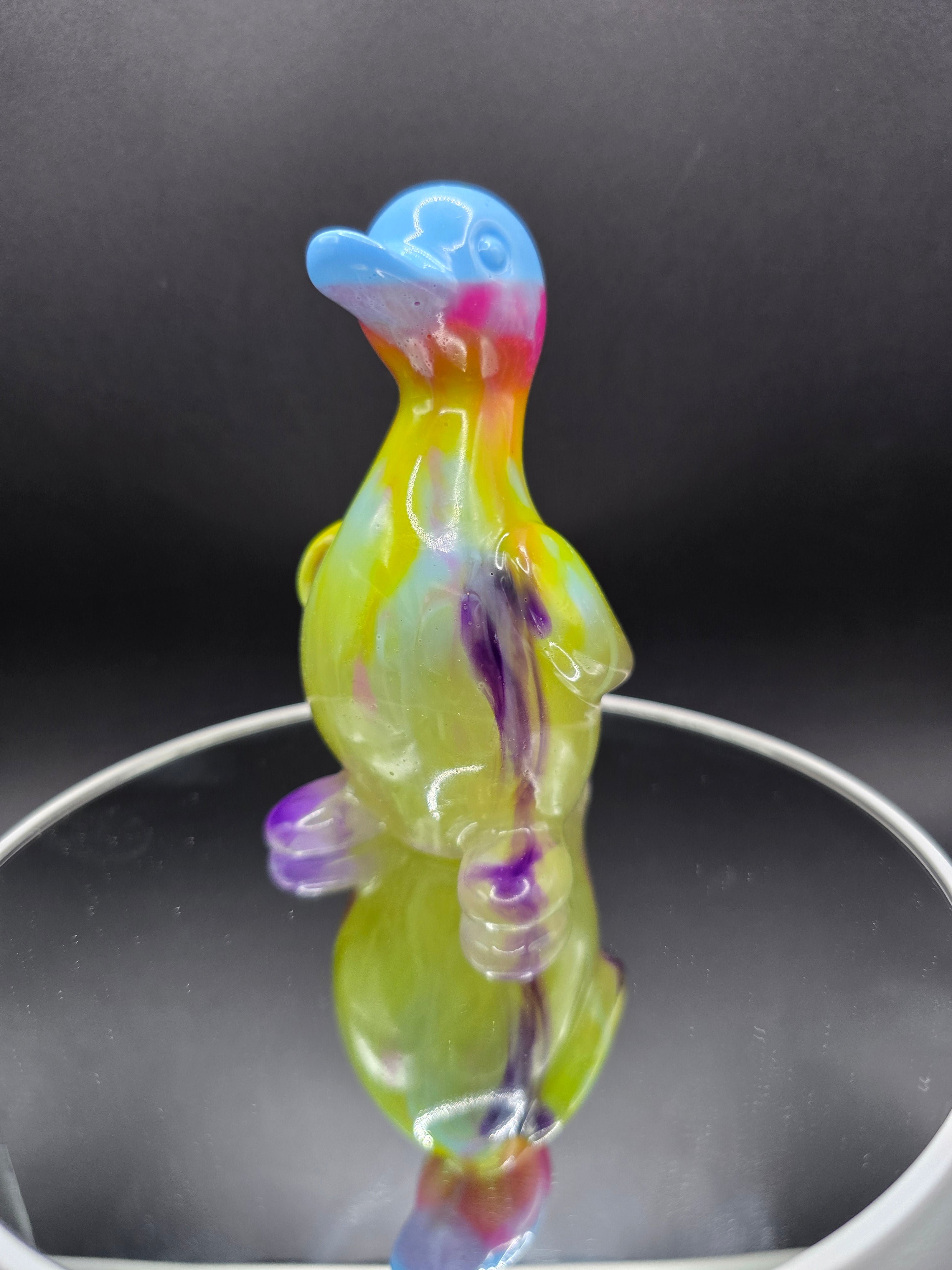 Resin Ducks (One of a Kind) Brilliant Yellow and Blue Swirl