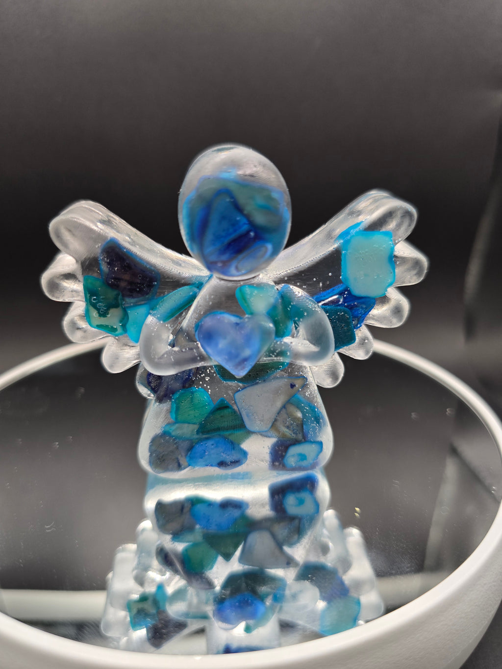 Clear Resin Angel with blue seashells