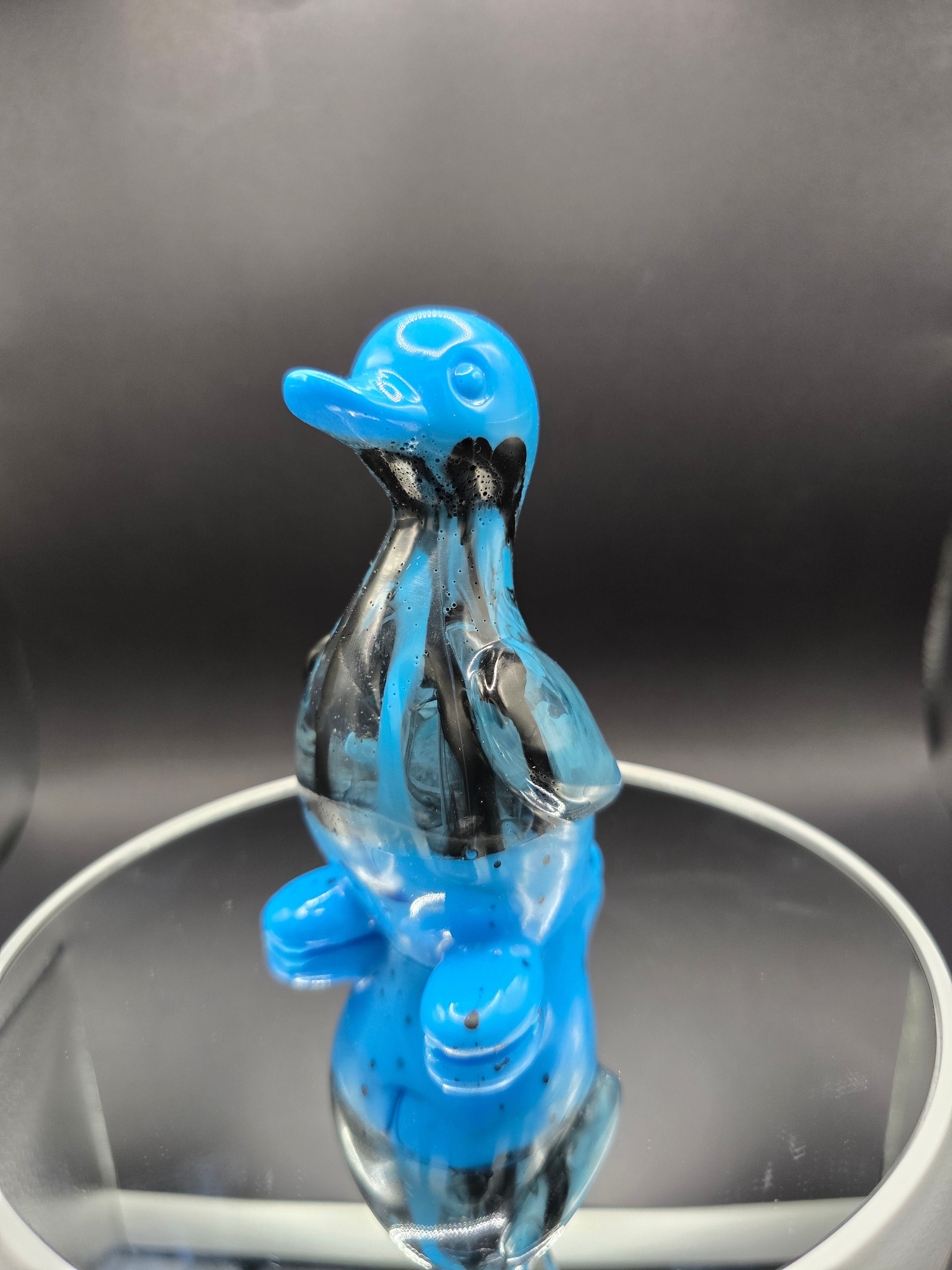 Resin Ducks (One of a Kind) Brilliant Yellow and Blue Swirl
