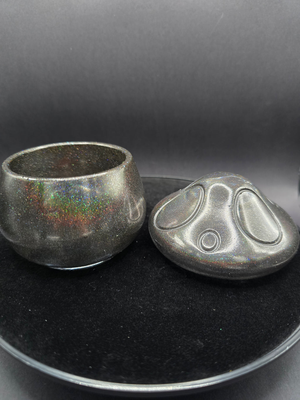 Mushroom Candy Jar Resin Black