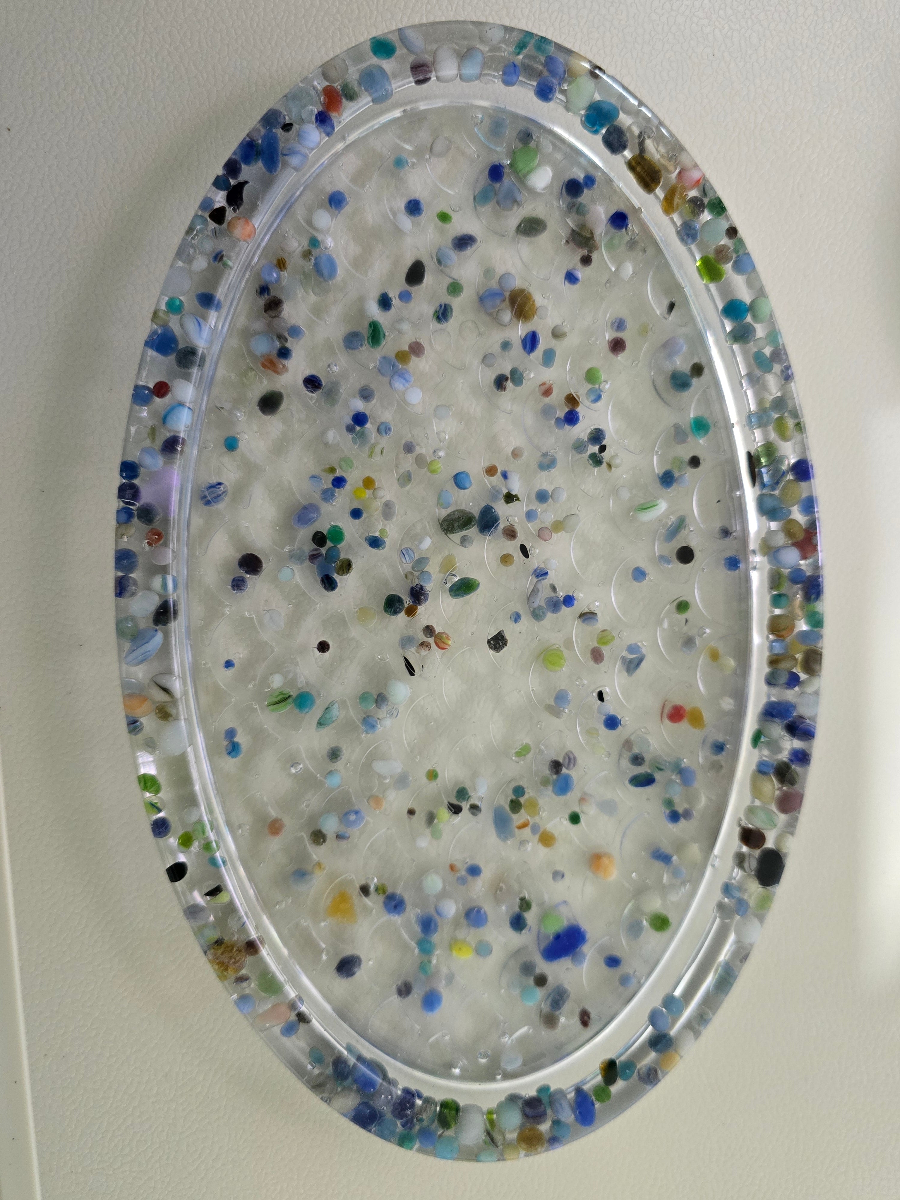 Oval 9 inch Tray with Blue Stone Accents