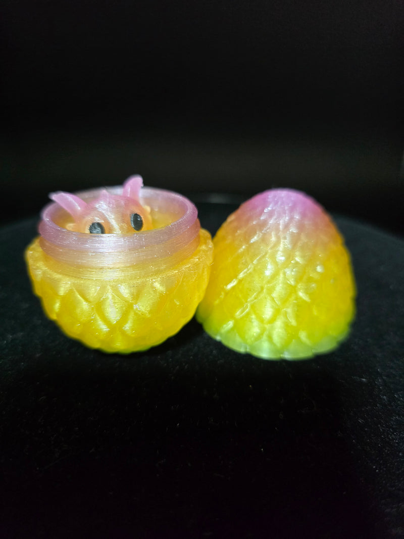 3D Colorful Dragon inside of Egg (1.5 inch dragon-2.5 inch Egg)