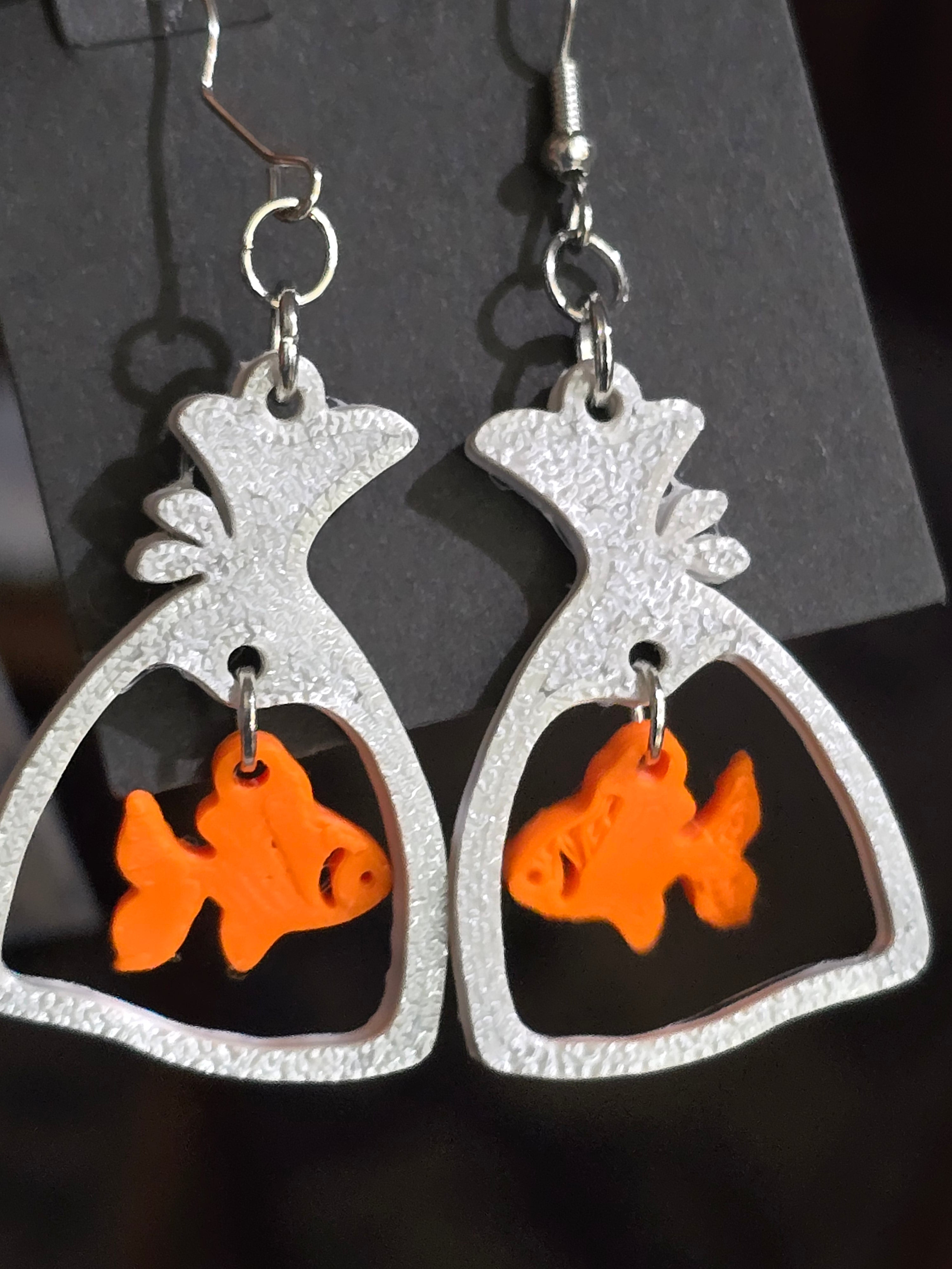 Fish in a Bag Earrings 3D