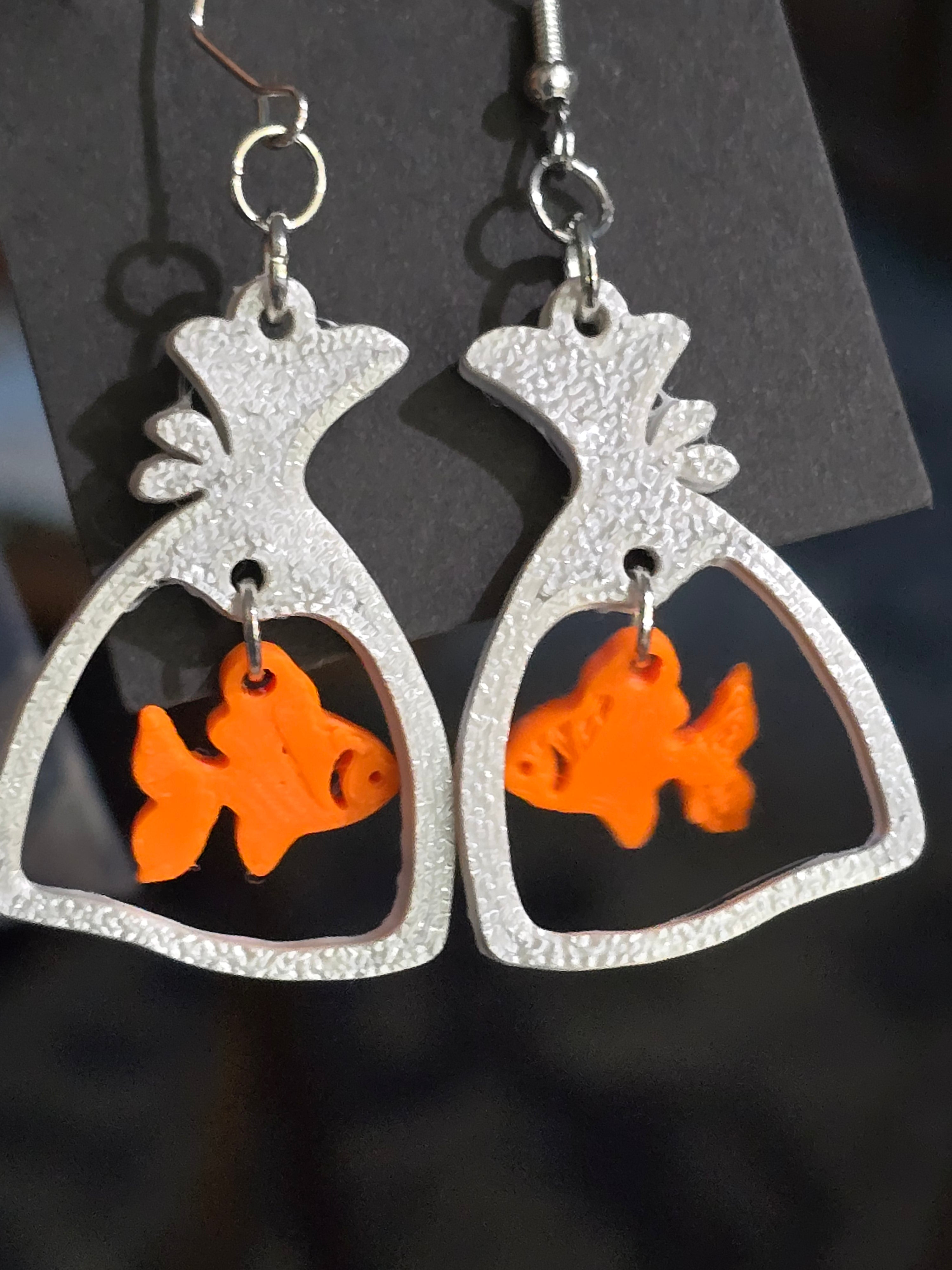 Fish in a Bag Earrings 3D