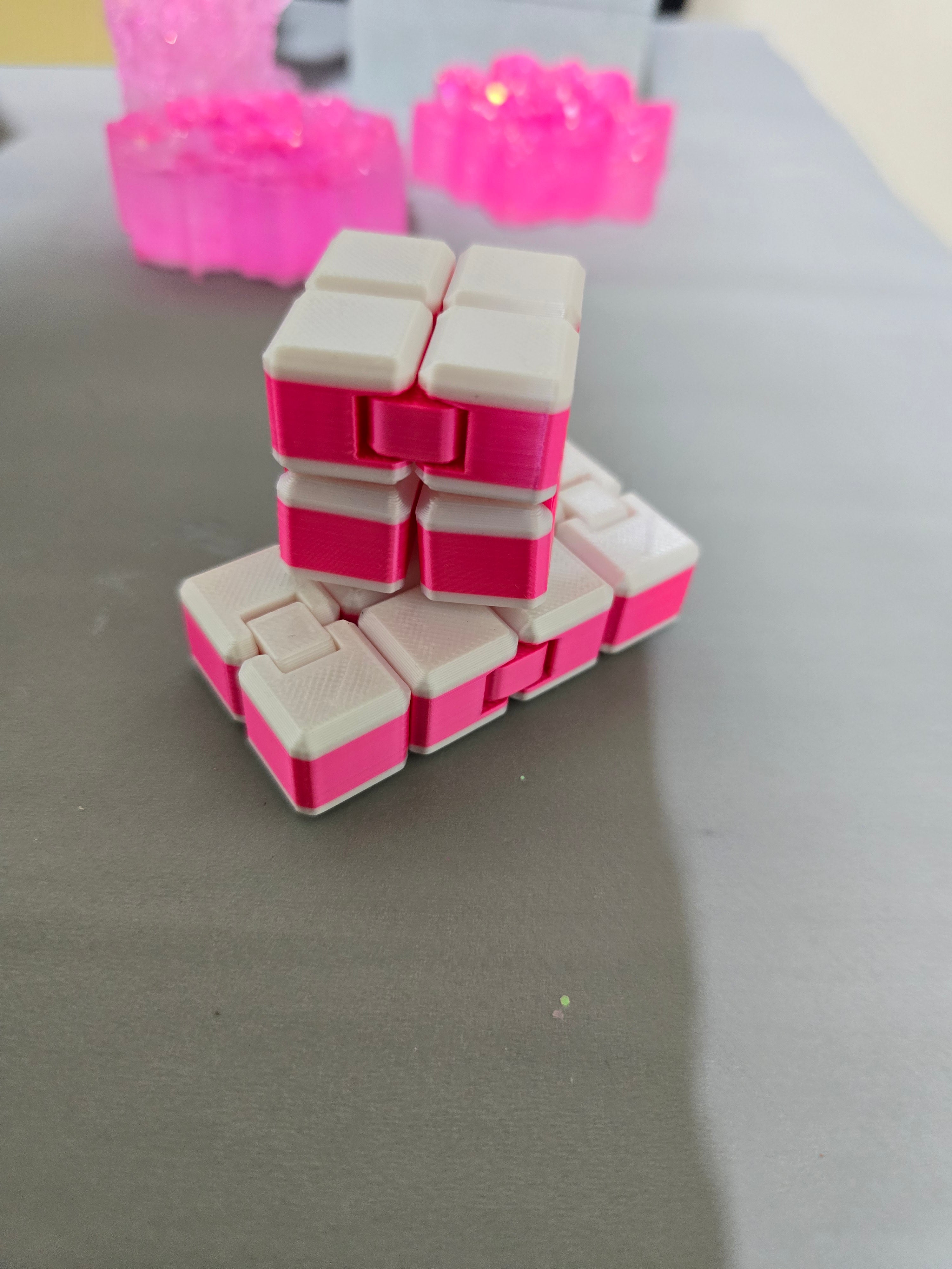 Pink and White Folding Fidget