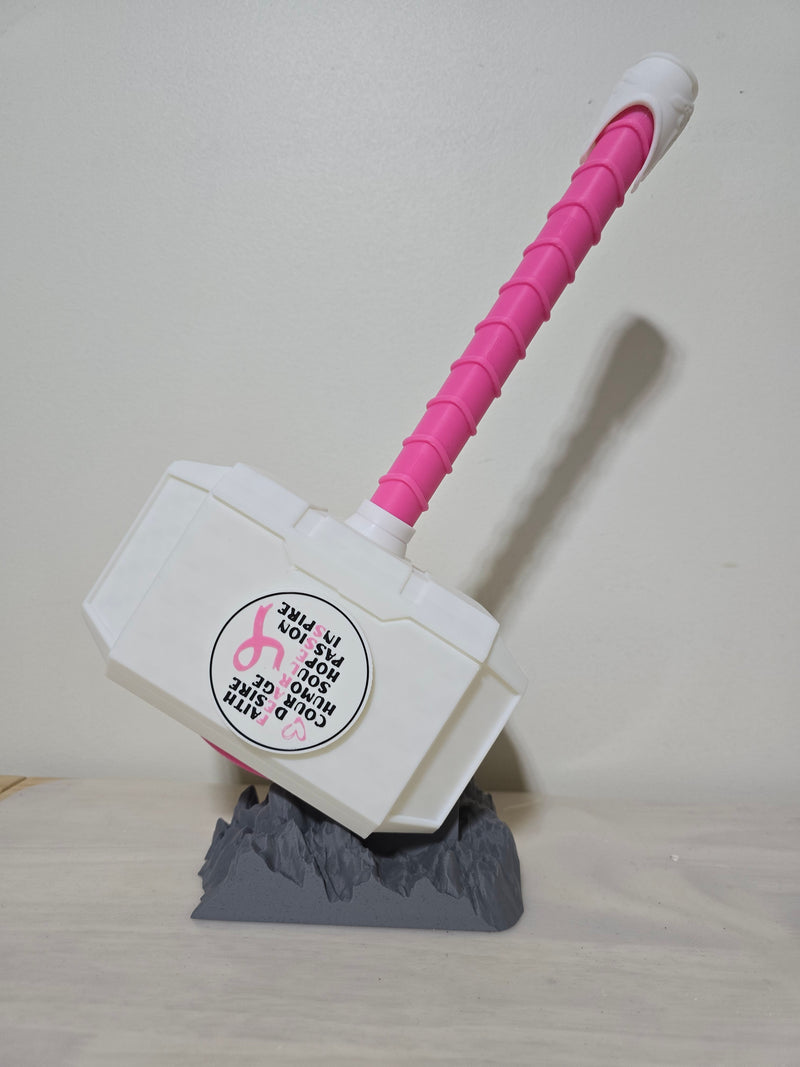 3D Breast Cancer Awareness Hammer w/Stand 13.5 inch