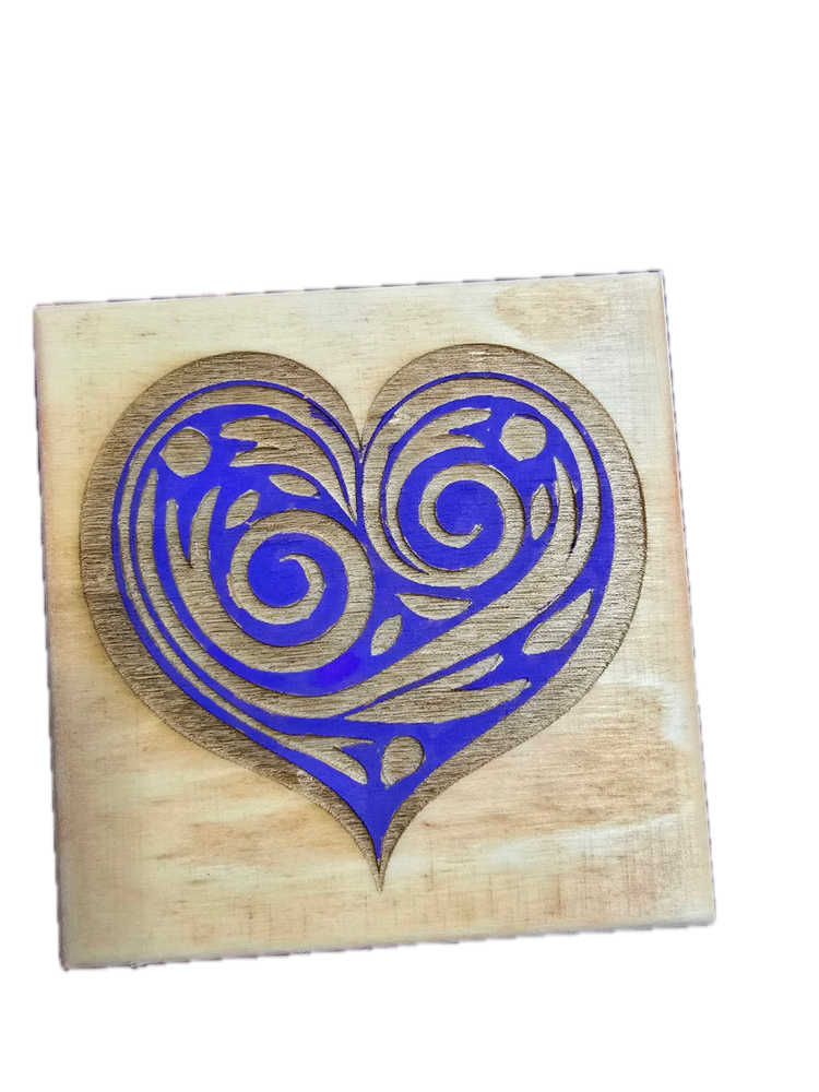 Custom patterned heart mixed-media box