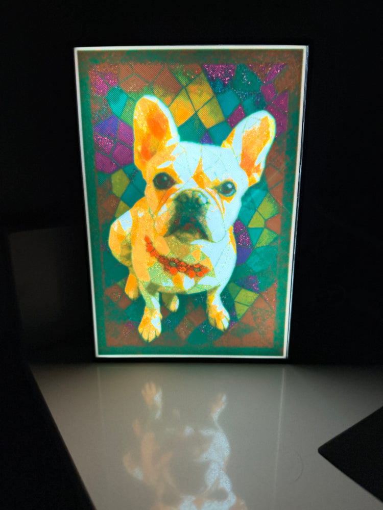 Lithophane light box made from a customer's pet photo