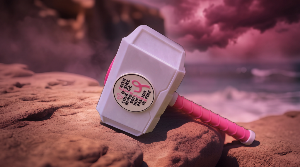 3D Breast Cancer Awareness Hammer w/Stand 13.5 inch